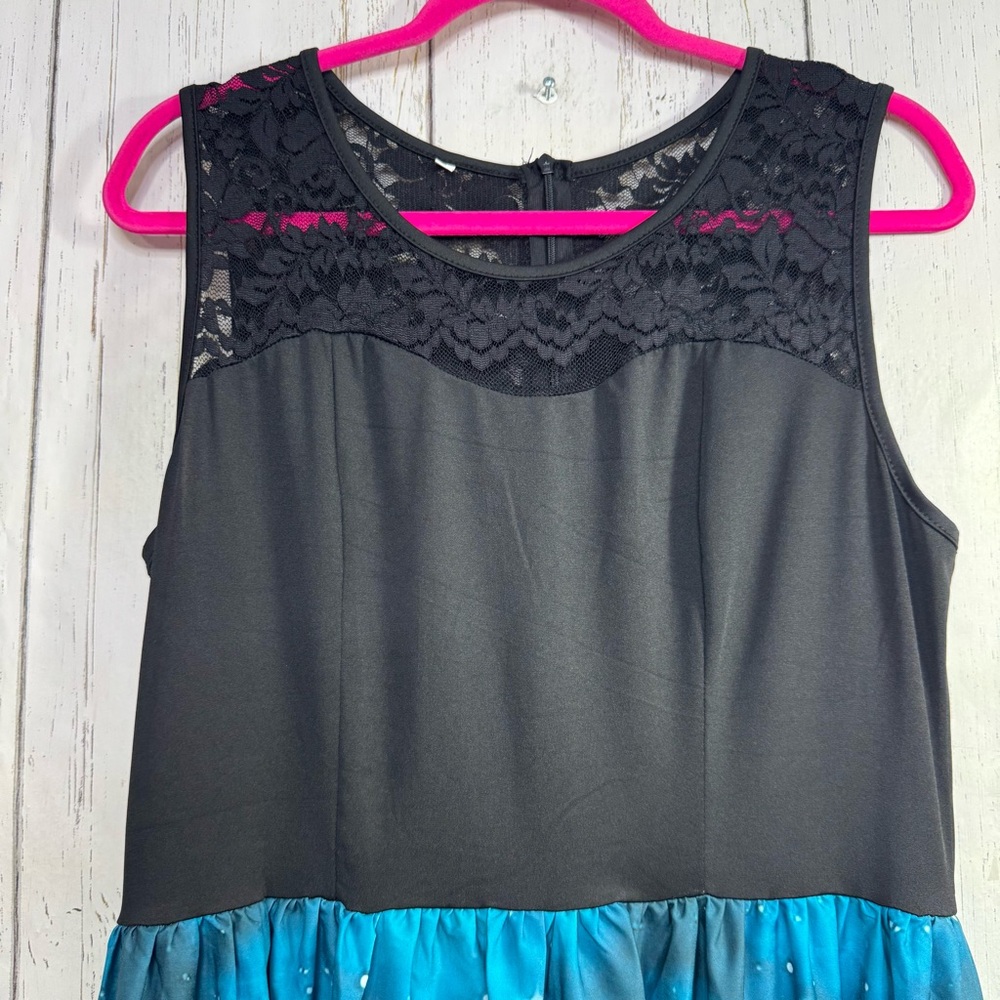 Halloween Haunted House Pumpkin Witch Print Lace Midi Dress Gothic Spooky Size L - Picture 3 of 16